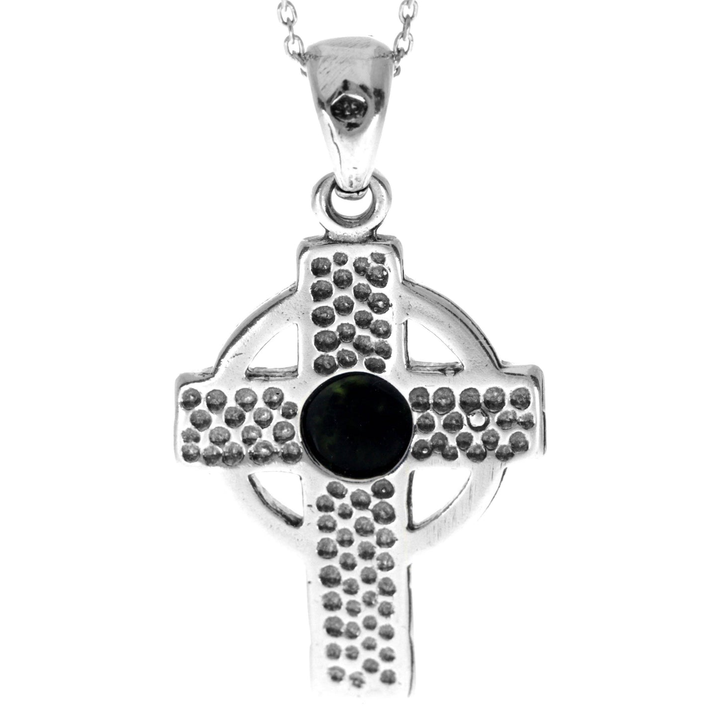 925 Sterling Silver & Baltic Amber Celtic Cross Pendant