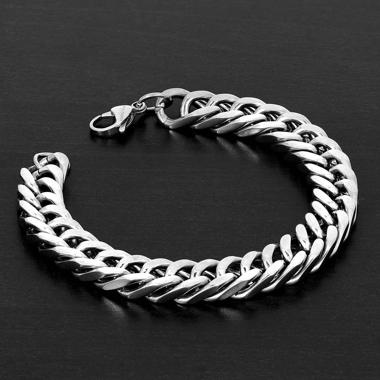 Invicta Jewelry Double Curb Chain Steel Bracelet (10mm) - 8"