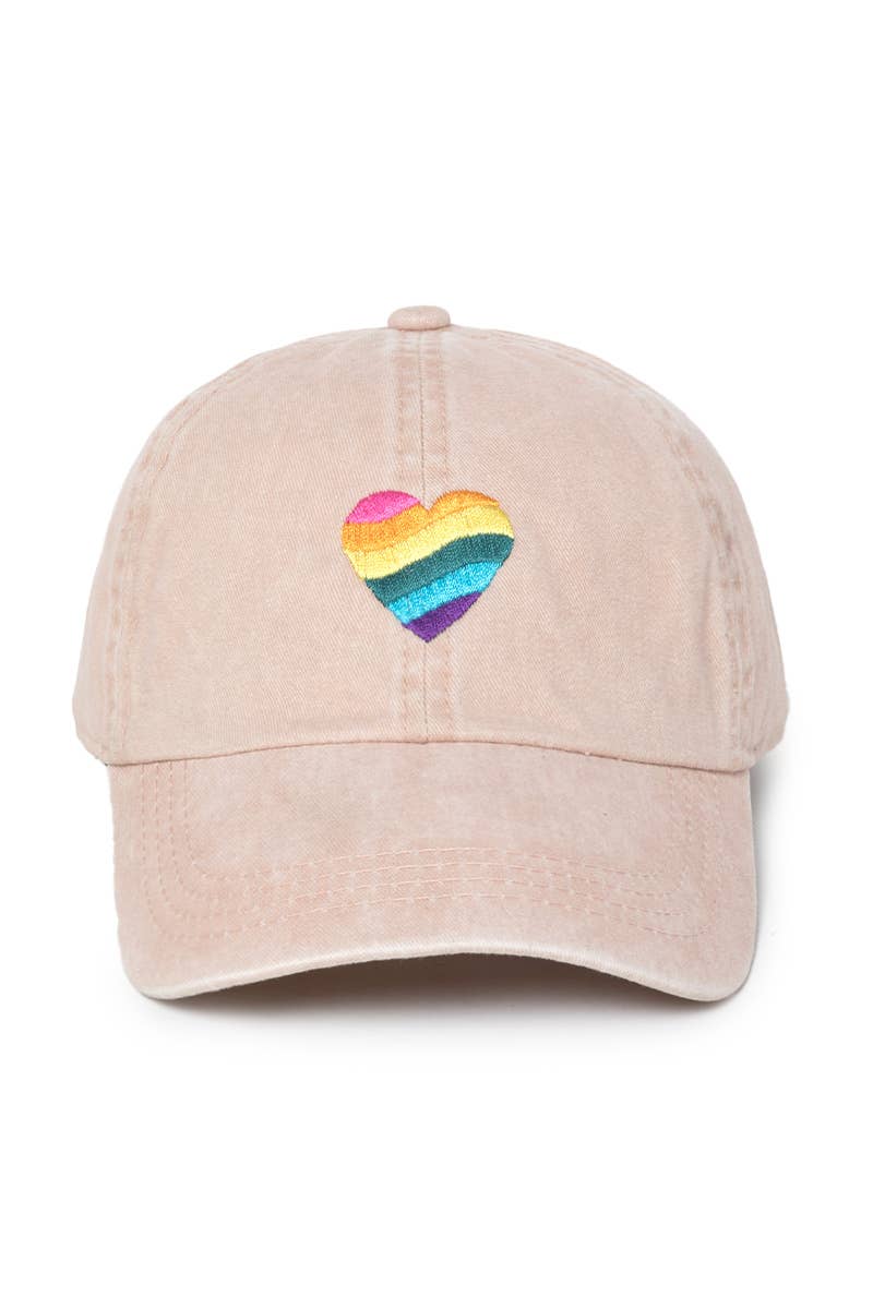 Wave Rainbow Heart Emb Cotton Baseball Cap.
