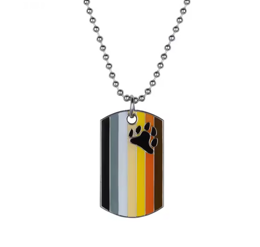 Equality Bear Flag Dog Tag Necklace