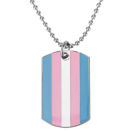 Equality Trans Flag Dog Tag Necklace