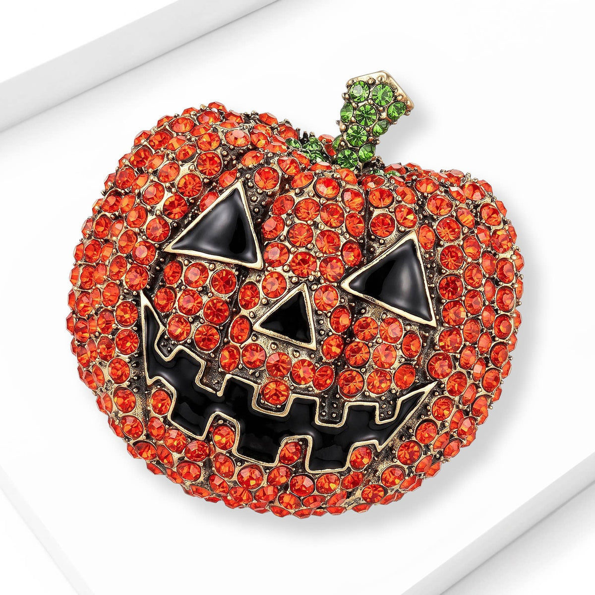 Rhinestone Jack‑O‑Lantern Pumpkin Halloween Brooch Lapel Pin
