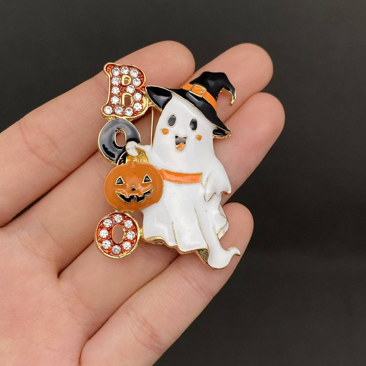 Halloween Enamel BOO Ghost Brooch