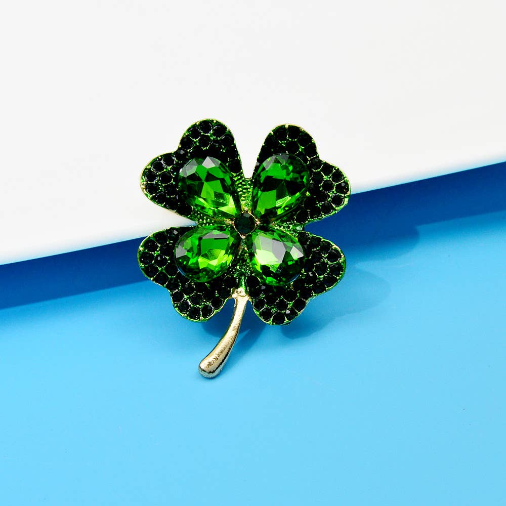 Clover Rhinestone Pin