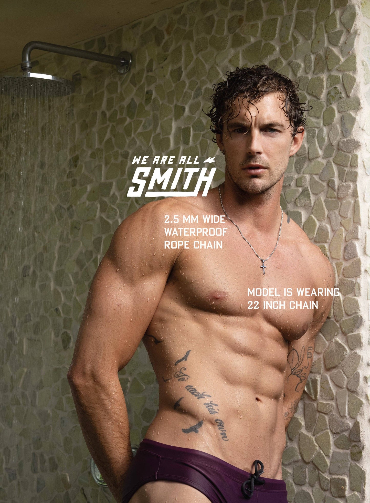 Waterproof Medium Silver Cross Pendant