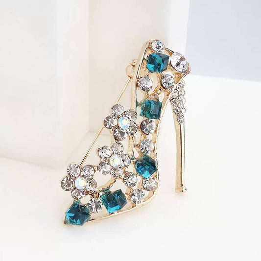 High Heel Alloy Rhinestone Brooch