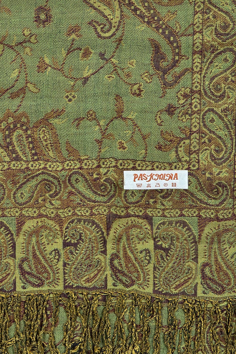 Paisly Print Pashmina Shawl Scarf - Green