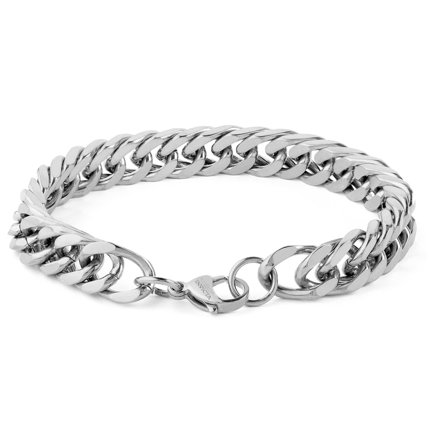 Invicta Jewelry Double Curb Chain Steel Bracelet (10mm) - 8"