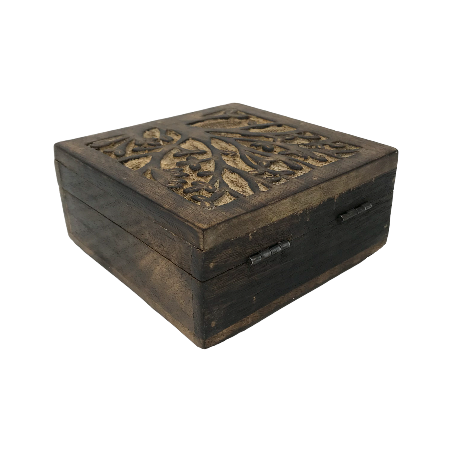 Hand-Carved Wood "Tree of Life" Hinged BOX ONLY Family Gift Clearance