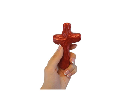 Journey Holding Cross - Shimmering Red