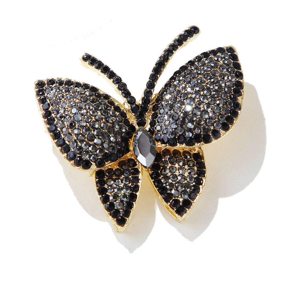 Rhinestone Butterfly Insect Brooch Pin