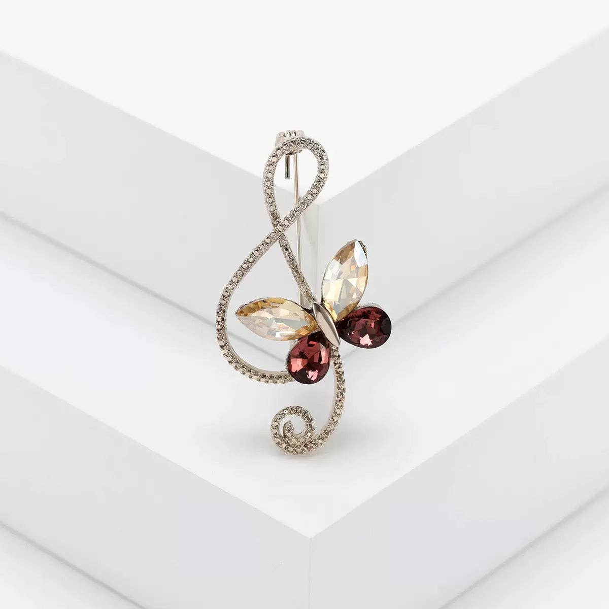Note Alloy Rhinestone Brooch