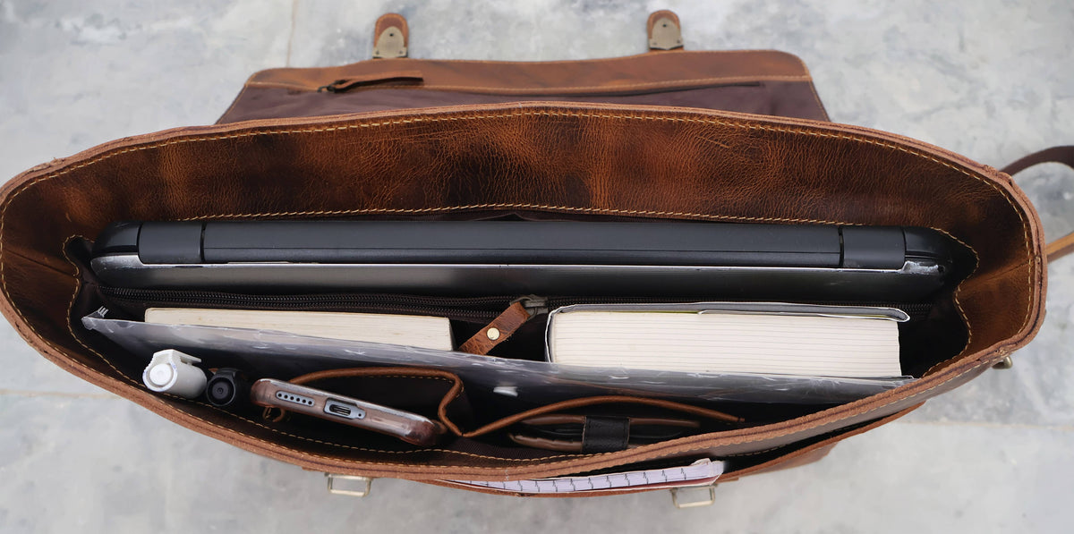 Buffalo Leather Satchel Messenger Bag Vintage Laptop Bag