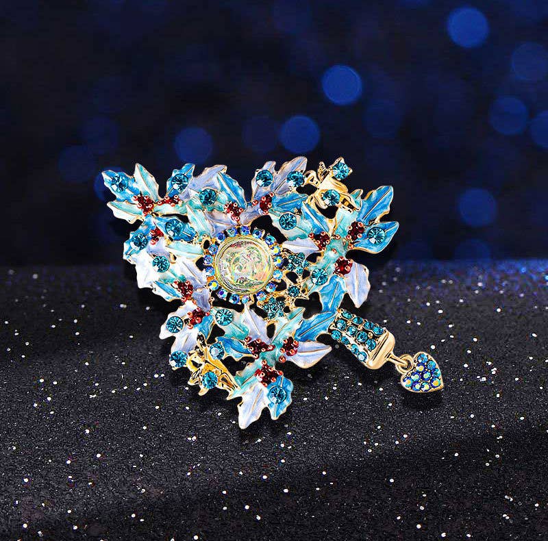 Christmas Tree Angel Rhinestone Pin