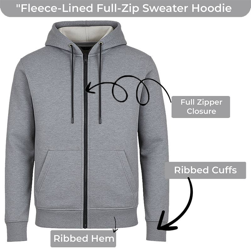 Men's Fleece Lined Zip Up Hoodie