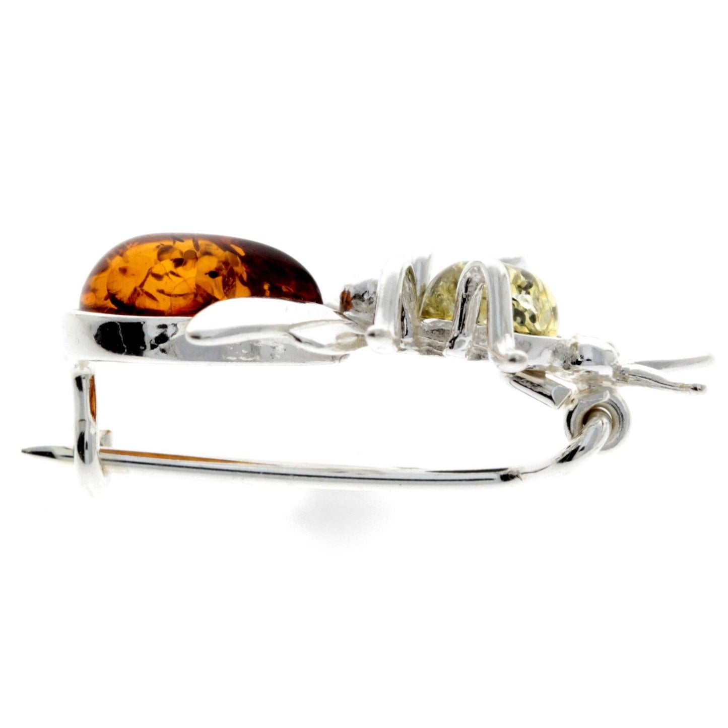 925 Sterling Silver & Baltic Amber Fly Brooch