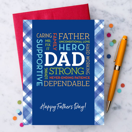 "Happy Father's Day - Grateful Words" Greeting Card