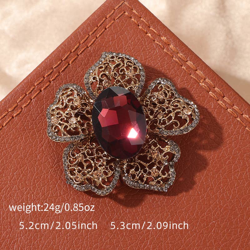 Rhinestone Flower Brooch Pin For Winter Coat