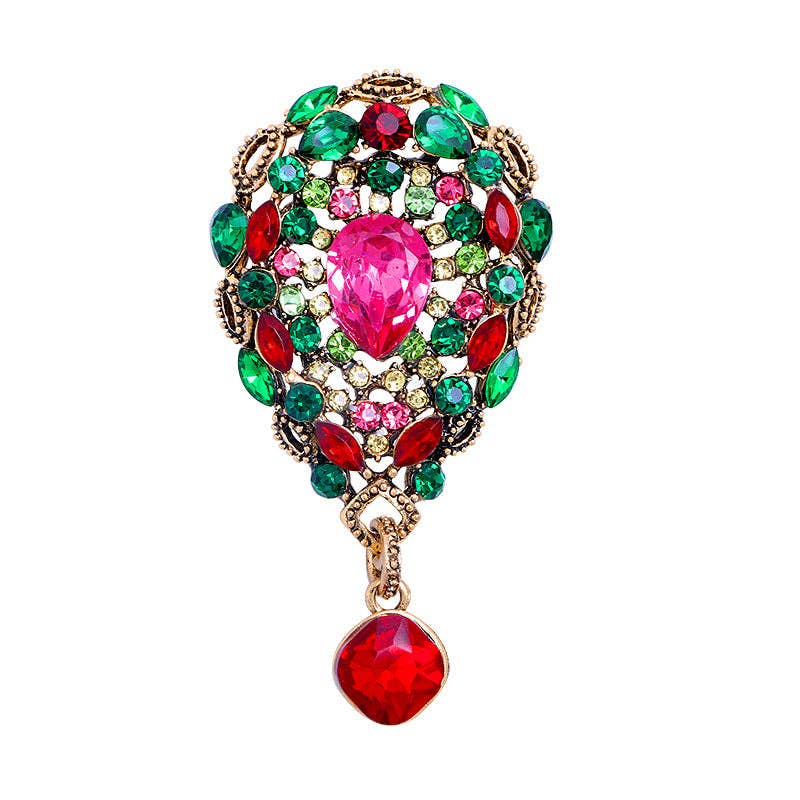 Teardrop Rhinestone Brooch