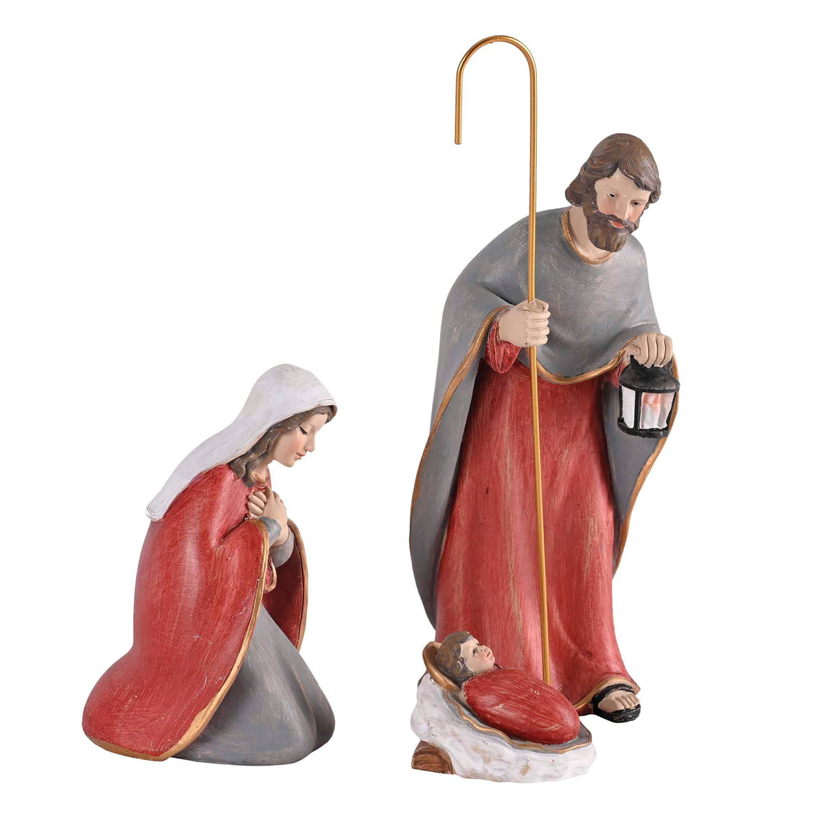 Nativity Holy Family Lantern Staff 7" tall