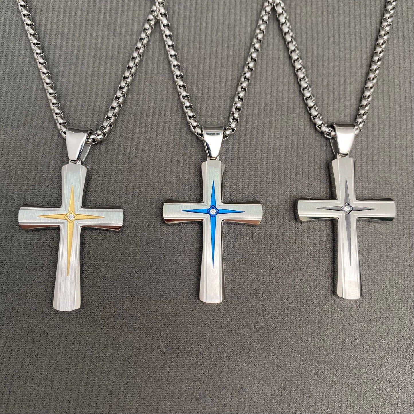 CZ Inlaid Cross Pendant