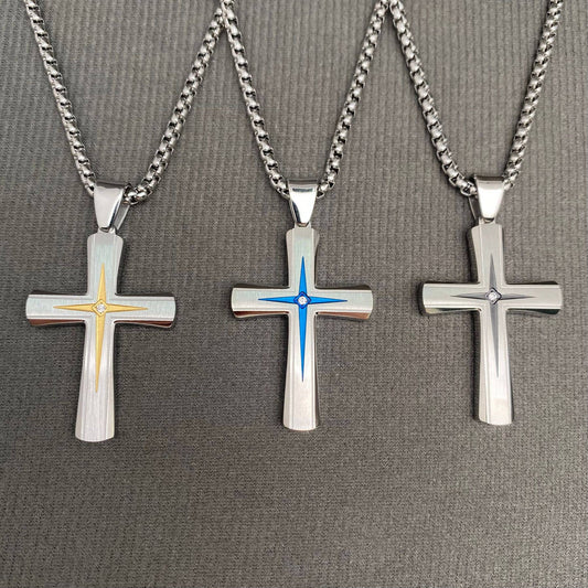 CZ Inlaid Cross Pendant
