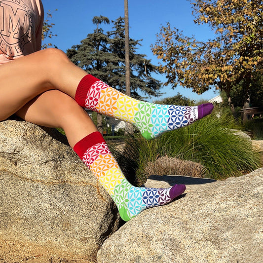 Rainbow Flower Pattern Socks