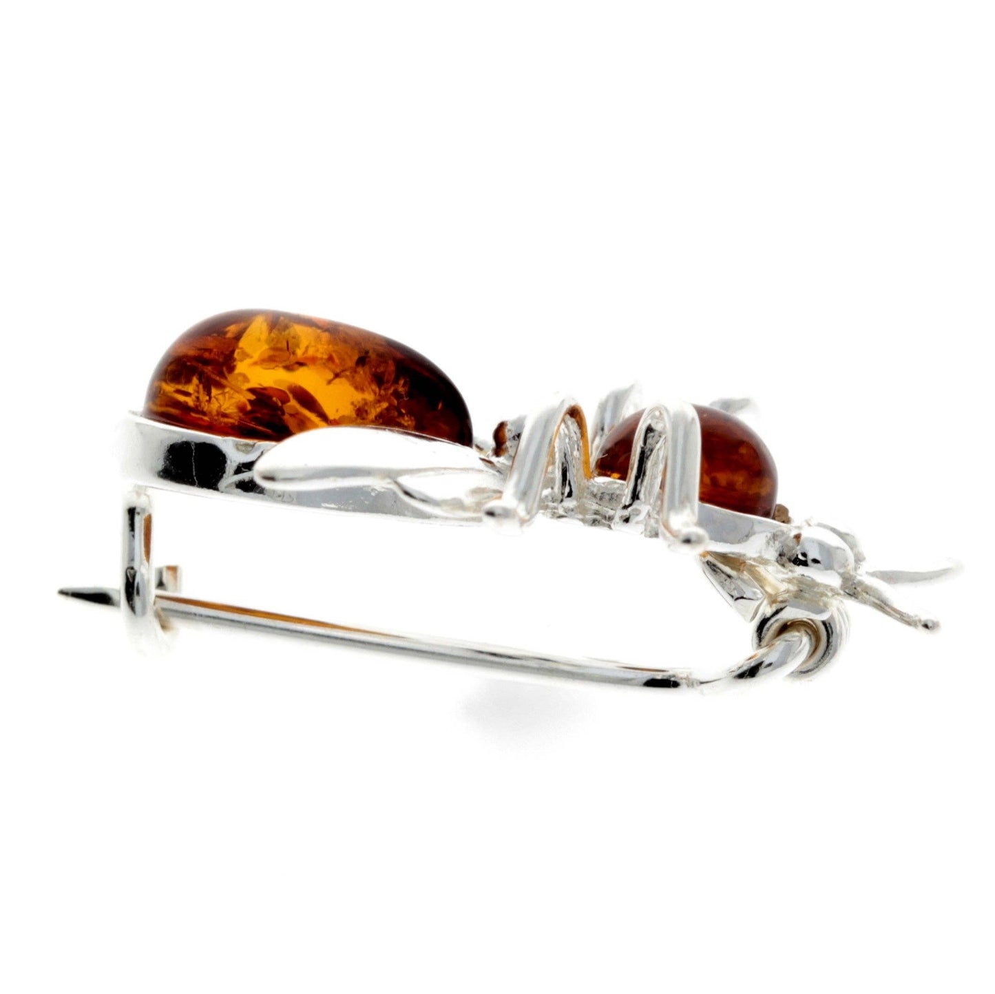 925 Sterling Silver & Baltic Amber Fly Brooch