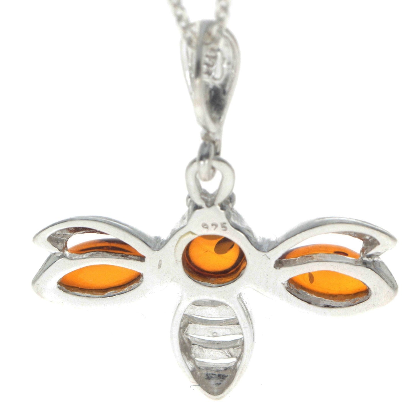 925 Sterling Silver & Baltic Amber Bee Pendant