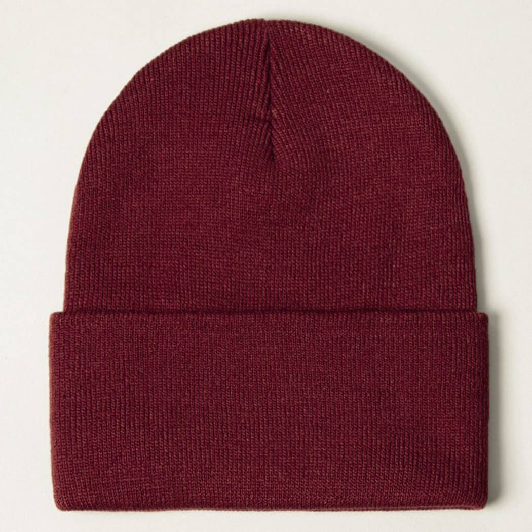 Winter Solid Color Cuff Knitted Beanie Hat