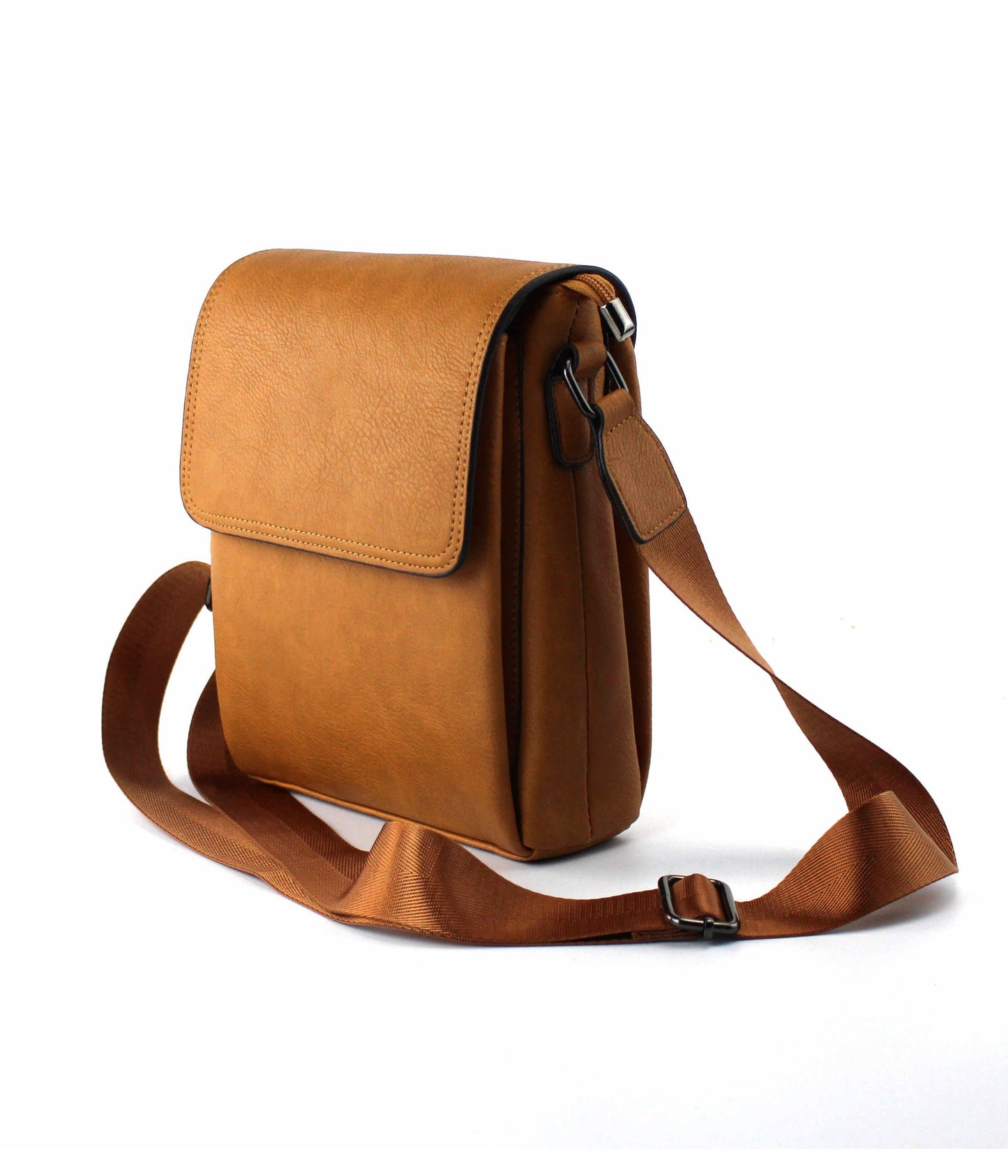 Vegan Leather Messenger Crossbody Bag