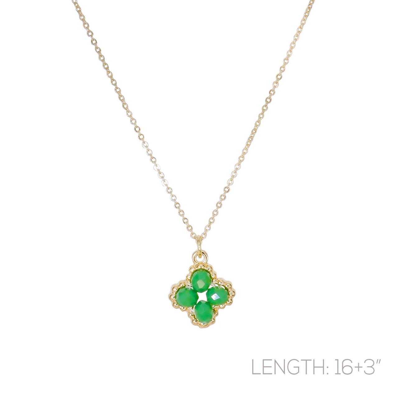 Green Bead Clover Necklace Sale