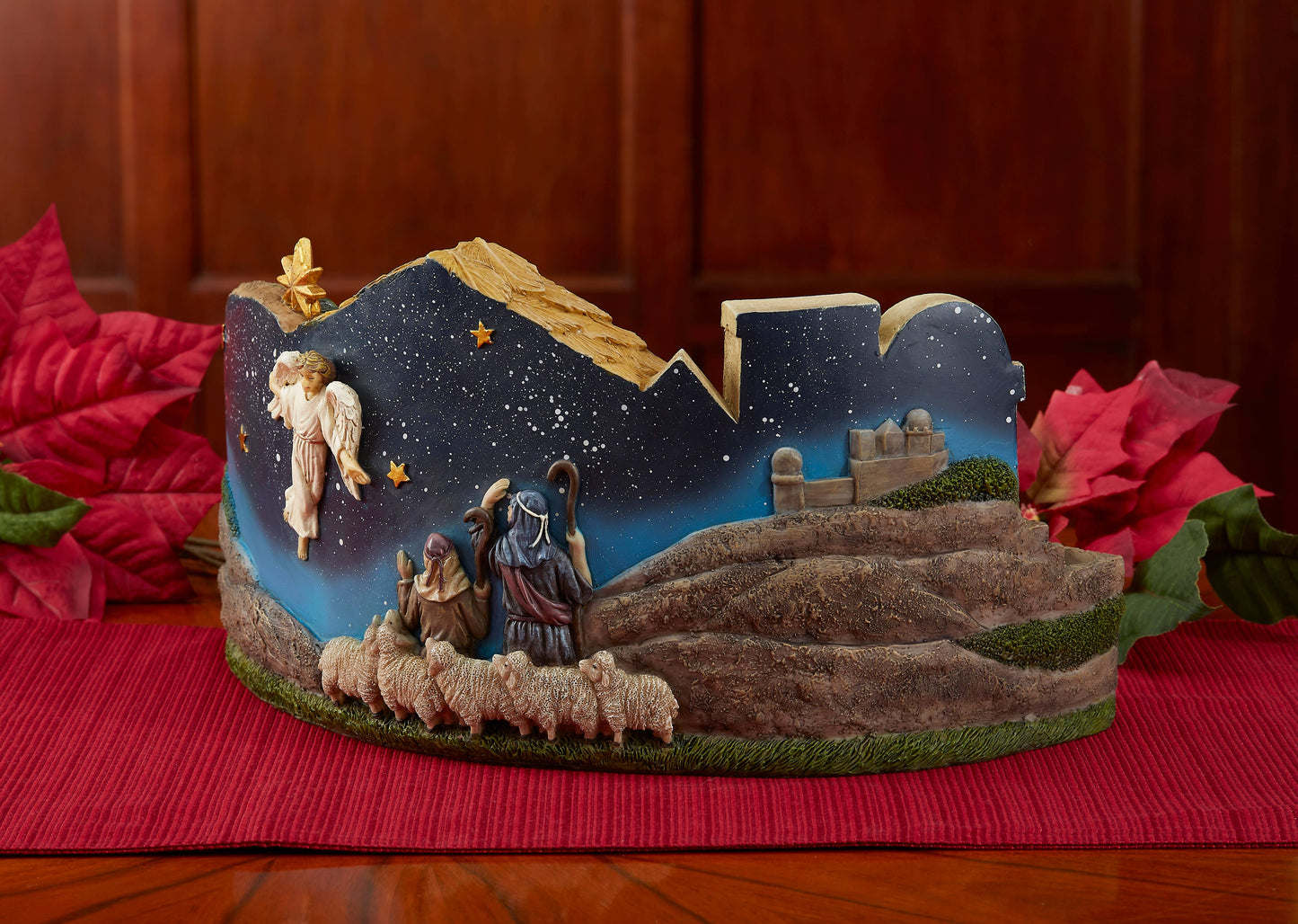 3 Kings Lighted Panorama Nativity Gold Frankincense Myrrh