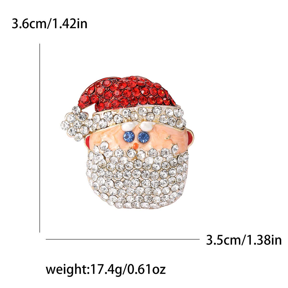 Rhinestone Santa Claus Brooch, Sparkling Christmas Pin