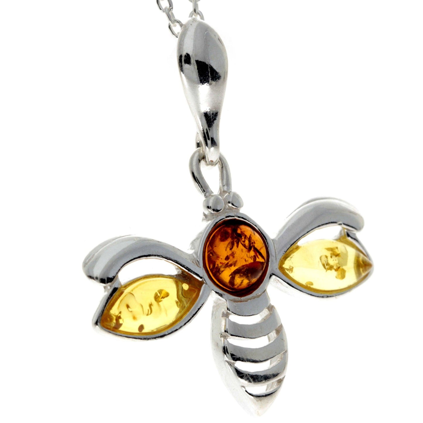 925 Sterling Silver & Baltic Amber Bee Pendant