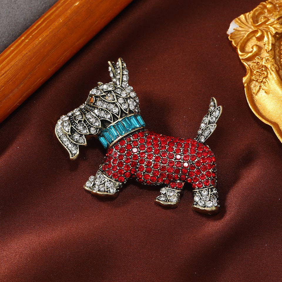 Dog Alloy Rhinestone Brooch