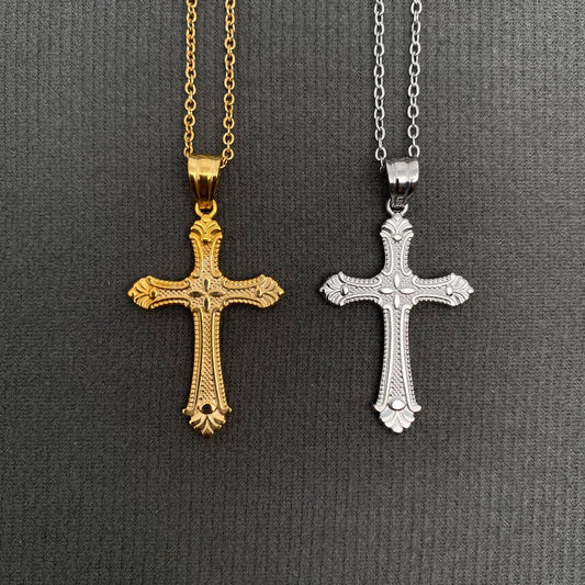 18K Gold Plt St. Stl. Cross Pendant