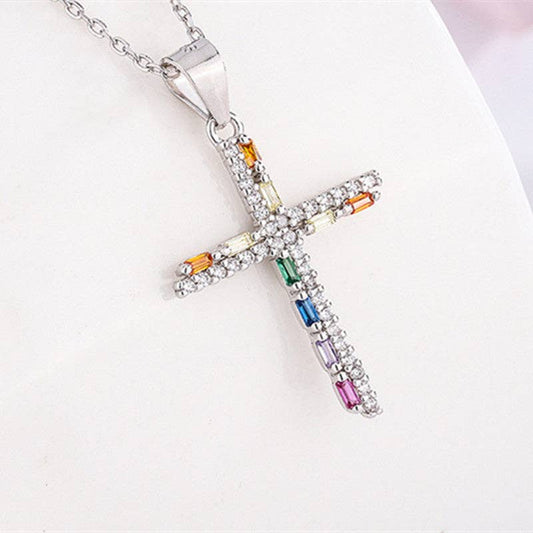 Rainbow Gemstone Cross