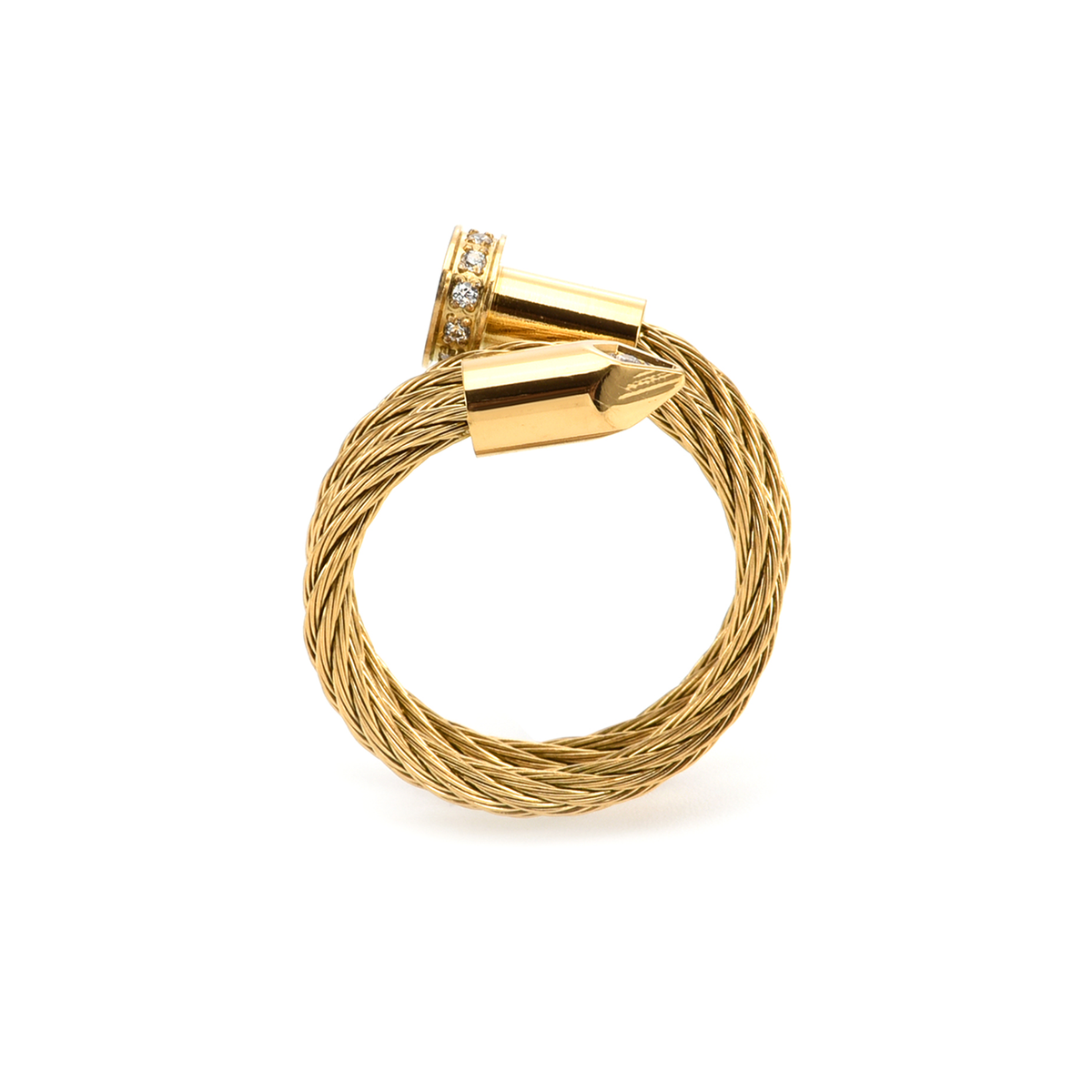 Gold Pavé Pointe Cable  Adjustable Ring