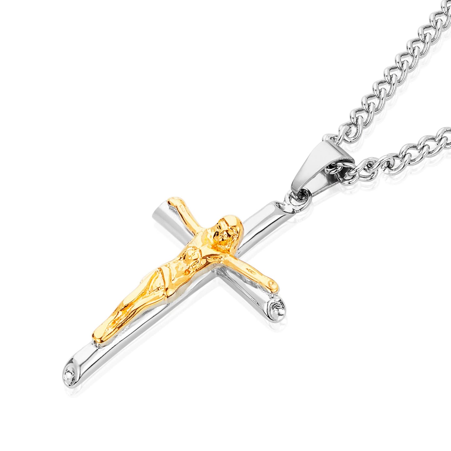 Crucifix Cross Stainless Steel Pendant Necklace