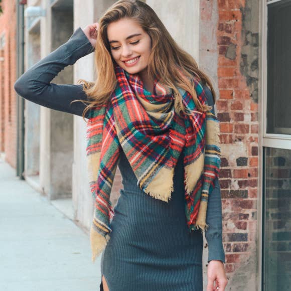 All-Time Classic Warm Frayed Edge Flannel Scarf