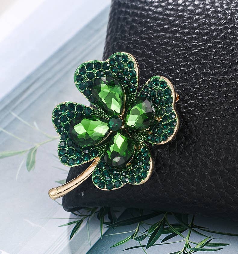 Clover Rhinestone Pin