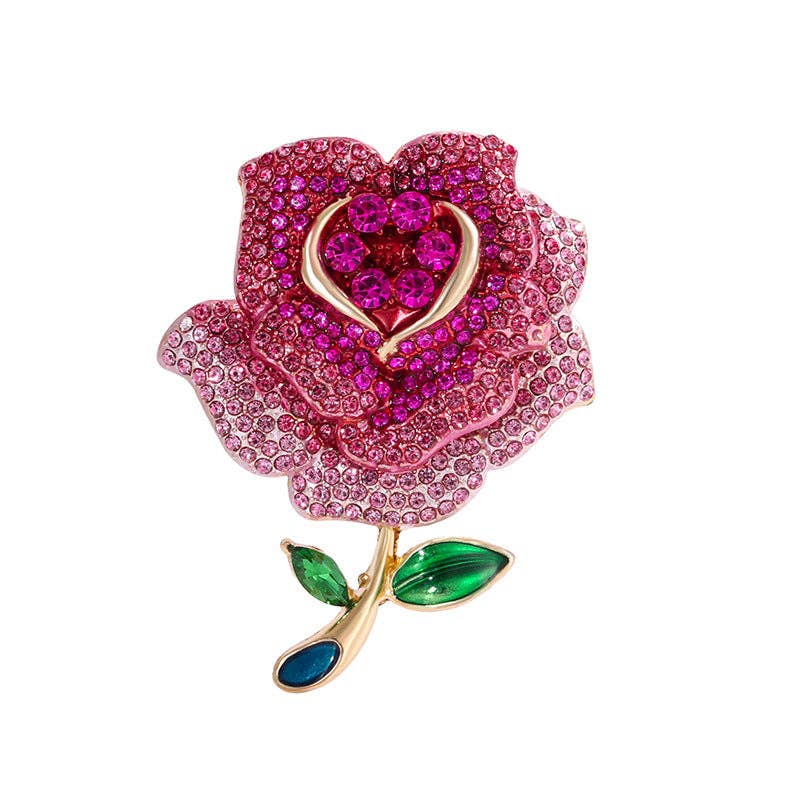 Rose Rhinestone Alloy Brooch
