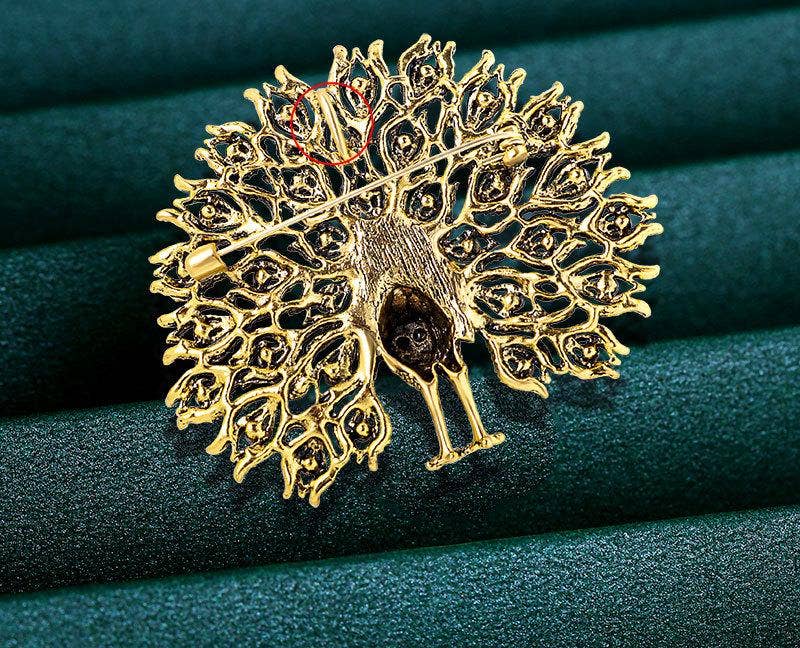 Exquisite Colorful Rhinestone Peacock Brooch