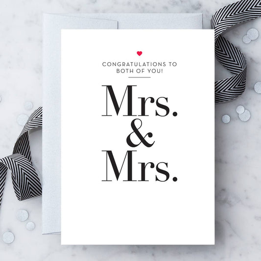 "Mrs. & Mrs." Wedding Congratulations Greeting Card