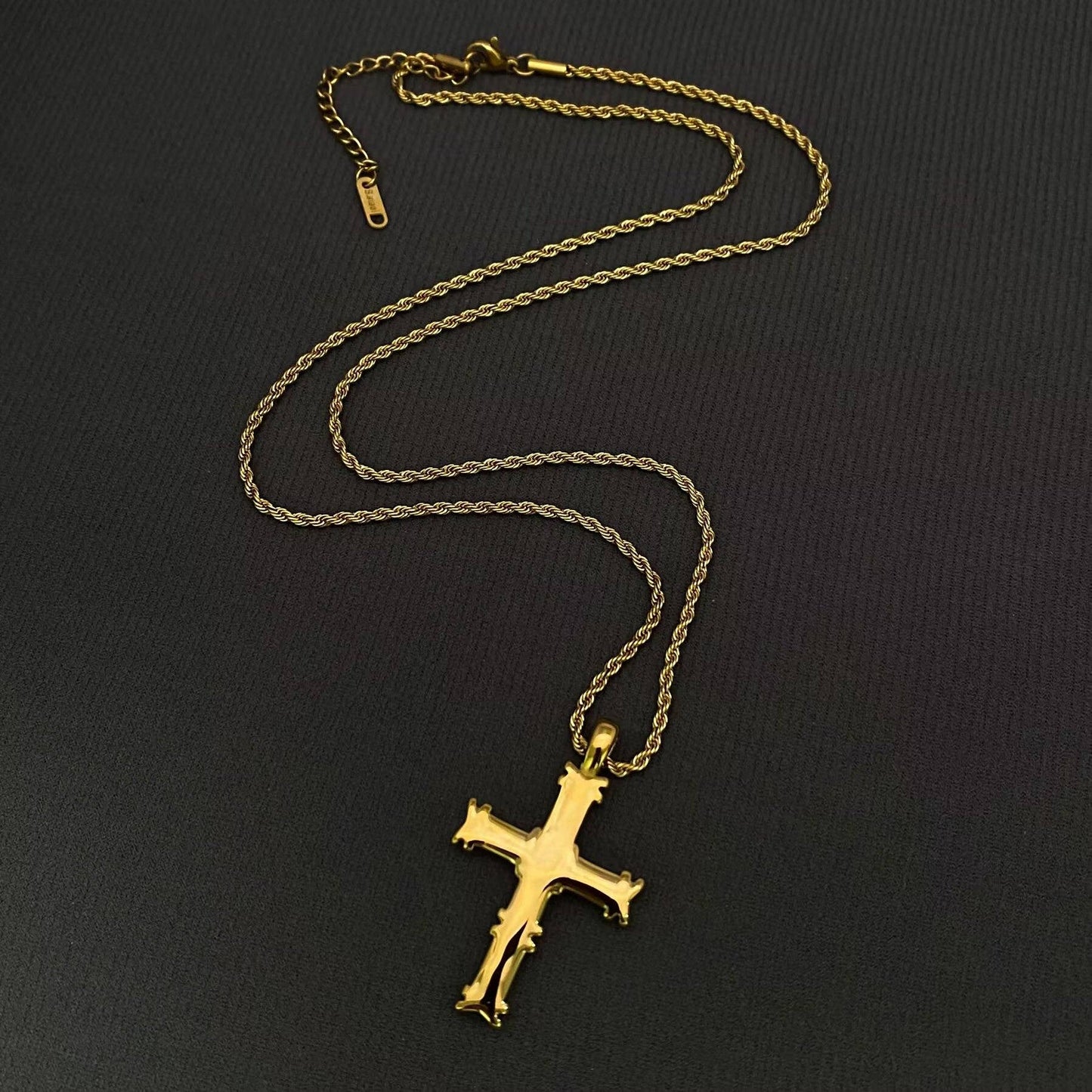 18K Gold Plt. SS. Cross Necklace