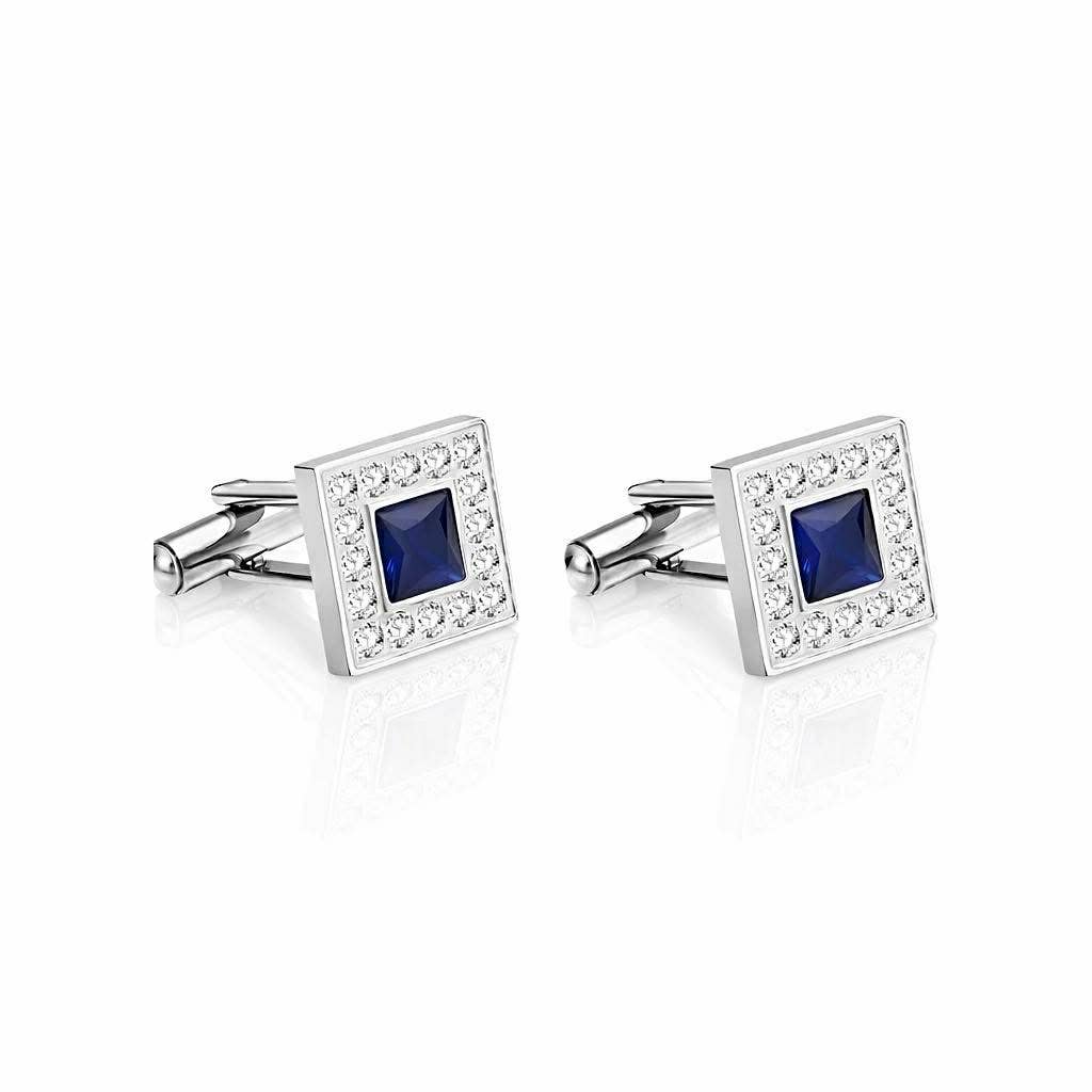Pavé Blue Square Halo Cufflinks