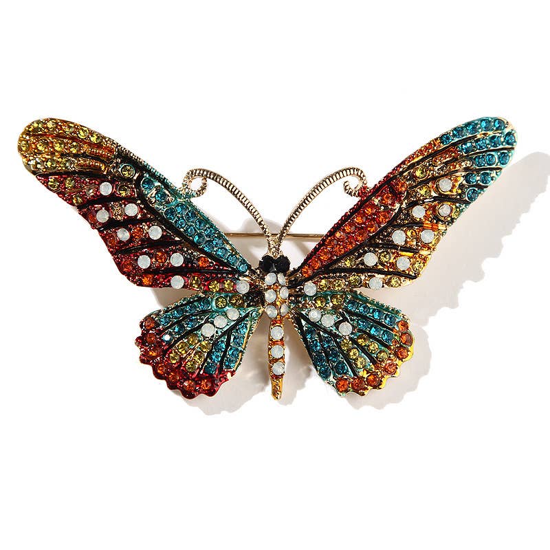 Alloy Rhinestone Butterflay Brooch
