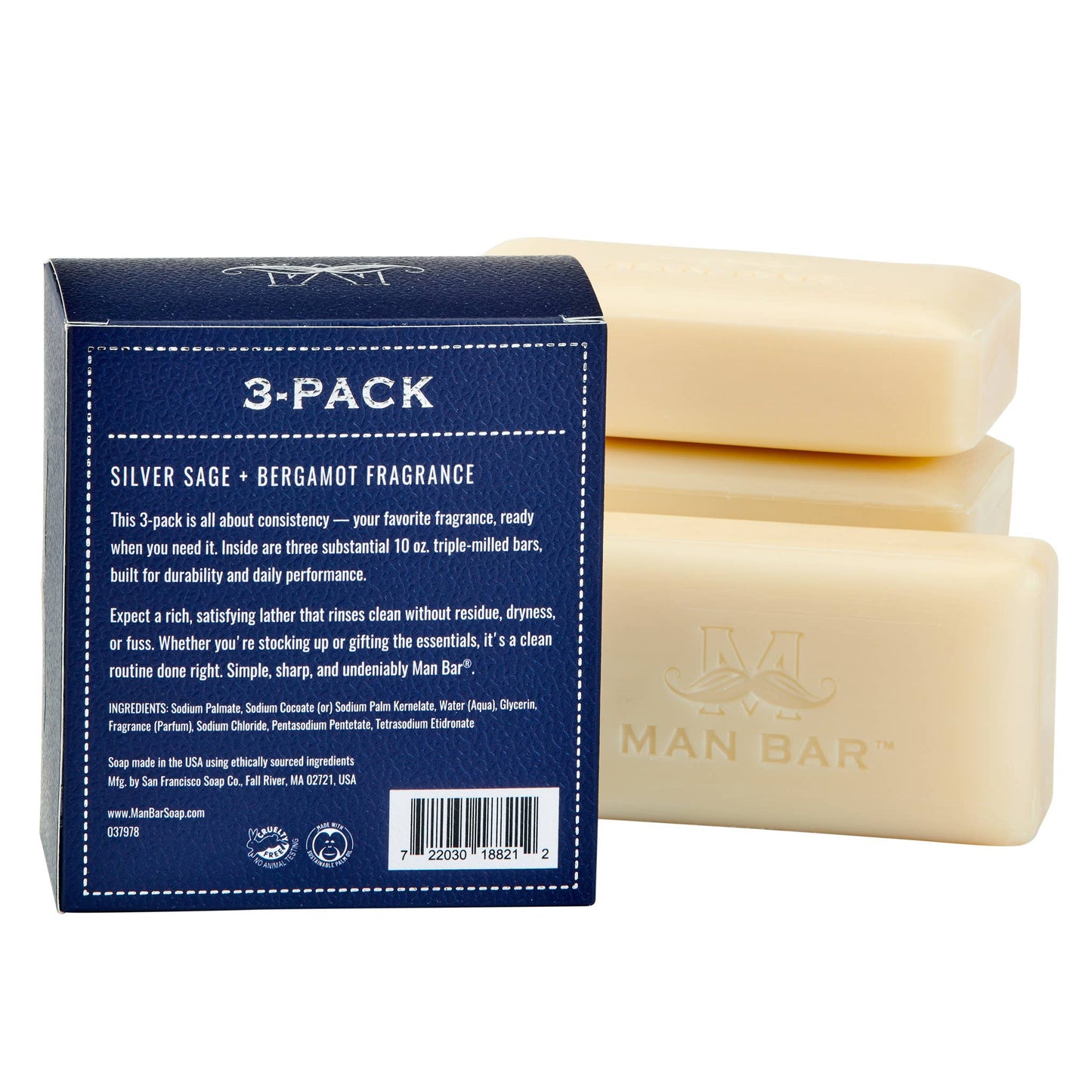MAN BAR 10OZ REFILL SILVER SAGE & BERGAMOT