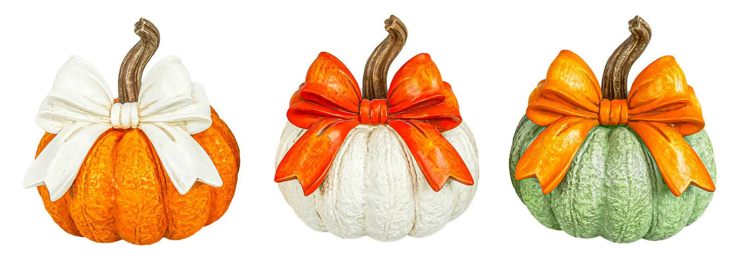6" Round Pumpkin with Fall Bow